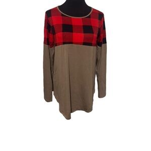 Brown With Red Plaid Long Sleeve